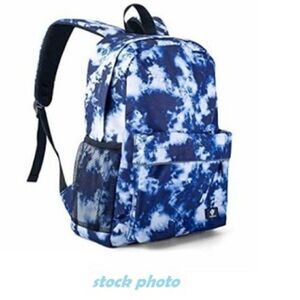 Fenrici Kids Backpack for Girls, Boys, Teens, 16 in x 13.5 Indigo Blue Tie Dye
